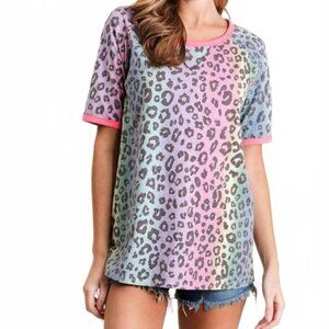 BIBI LEOPARD RAGLAN SLEEVE TOP GUC